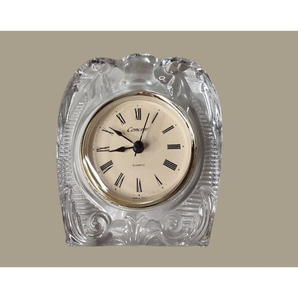 Jardin Crystal Quartz Table Clock With Roman Numerals & Floral Design - Picture 1 of 7